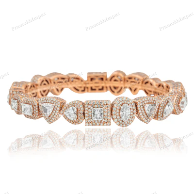 Rose Gold Plated Moissanite Diamond Charm Bracelet For Women