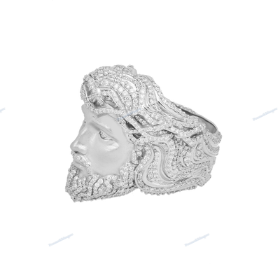 VVS Moissanite Silver 3D Face Hip Hop Iced Out Ring