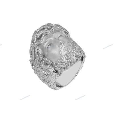 VVS Moissanite Silver 3D Face Hip Hop Iced Out Ring