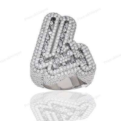 Fully Iced Out Moissanite Diamond 4 Design Ring