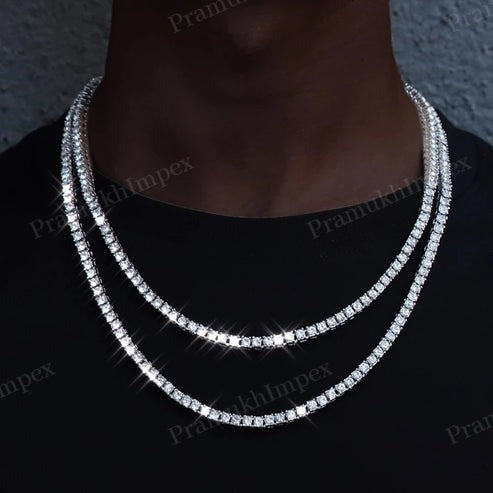 3mm 925 Sterling Silver Basic Iced Out Tennis Chain For Unisex