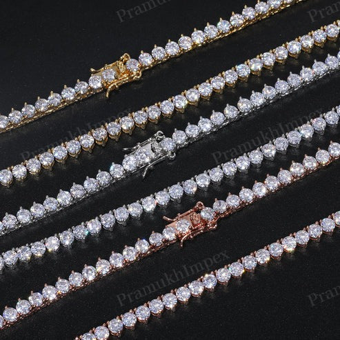 3mm 925 Sterling Silver Basic Iced Out Tennis Chain For Unisex