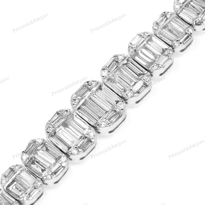 Baguette Cut Moissanite Diamond 925 Silver Tennis Bracelet