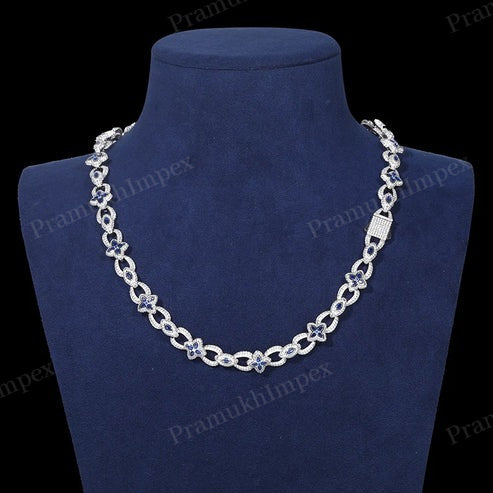 925 Silver Handmade Moissanite 10mm Flower Eye Chain For Men's