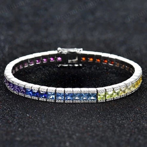 Lab Created Colored Diamond Sterling Silver 7inch Glow Tennis Bracelet