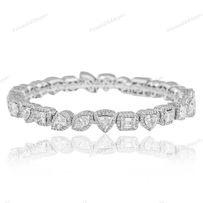 925 Silver Multi Shape Moissanite Diamond Bracelet For Women