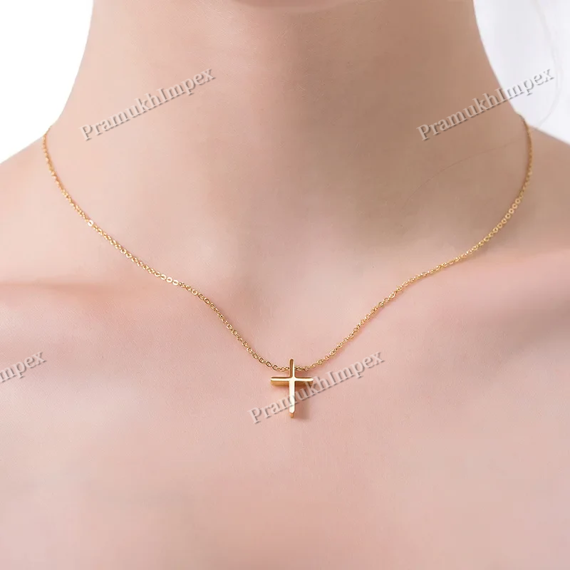 925 Sterling Silver Tiny Ladies Cross Necklace