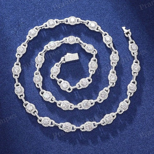 Iced Out 7mm VVS1 Moissanite Relic Chain In 925 Sterling Silver