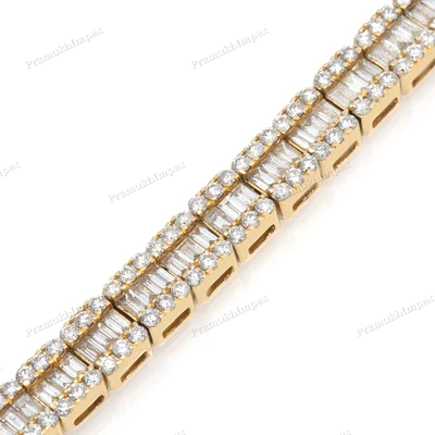 8” inch Moissanite 925 Silver Baguette Bracelet