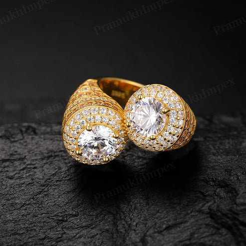 Yellow Gold Plated 925 Silver Iced Out VVS Moissanite Teardrop Ring