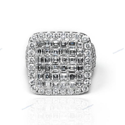 Moissanite Silver Squire Big Hip Hop Ring