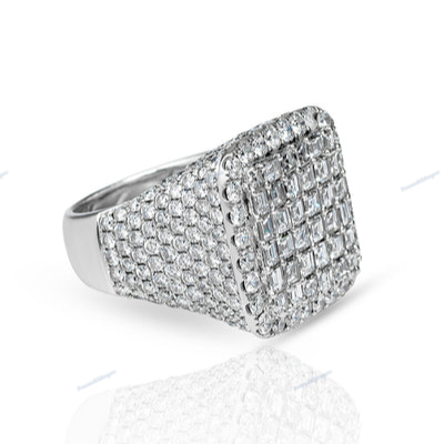 Moissanite Silver Squire Big Hip Hop Ring