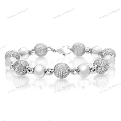 Sterling Silver Moissanite Diamond Ball Bracelet