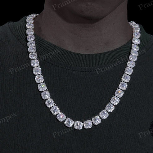 6.5mm 925 Sterling Silver Moissanite Box Chain Necklace