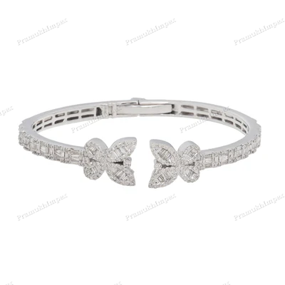 925 Silver Moissanite Diamond Butterfly Bangle For Women