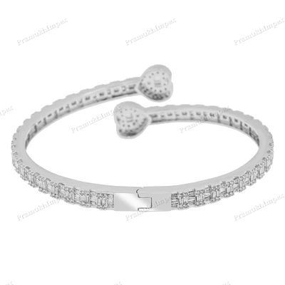 Moissanite Diamond Heart Bangle Bracelet For Women