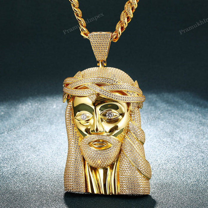 Moissanite S925 Silver Gold Plated Jesus Pendant