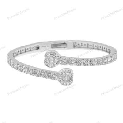 Moissanite Diamond Heart Bangle Bracelet For Women