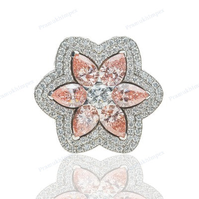 Moissanite Diamond Floral Design Hip Hop Ring