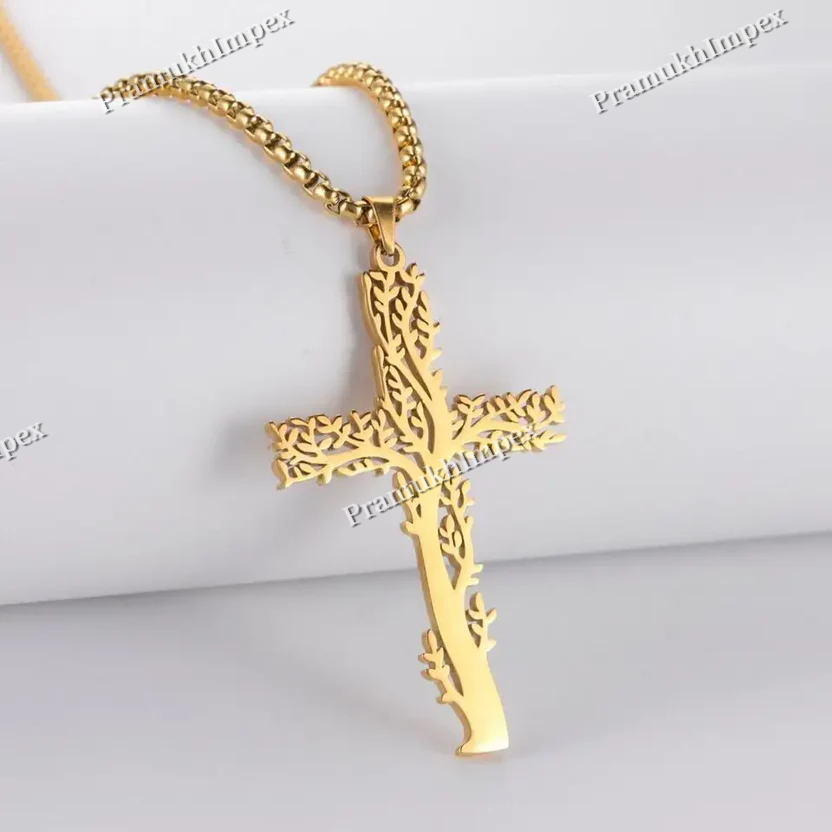 Vintage Tree of Life Cross 925 Silver Ladies Pendant