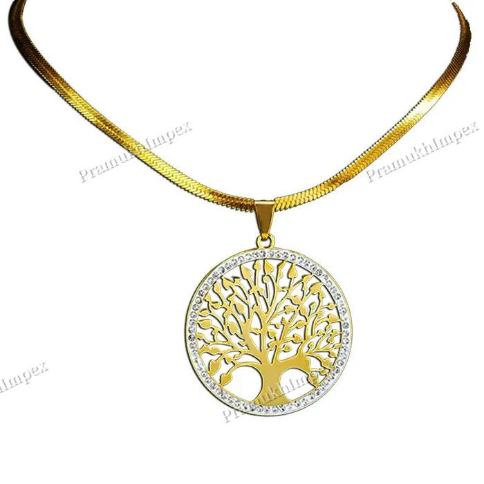 Moissanite Studded Handmade Tree Design Hip Hop Ladies Pendant