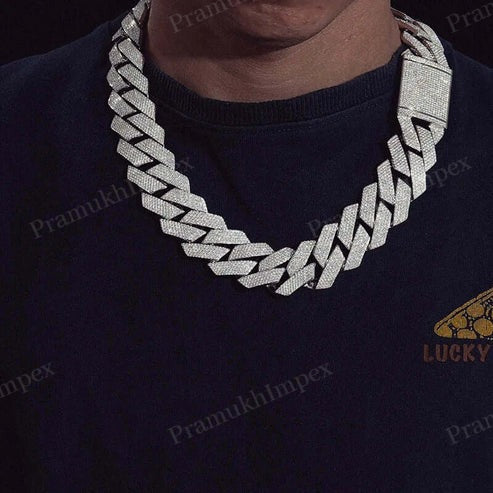 24K Gold Plated 925 Silver Moissanite 27mm Cuban Link Chain