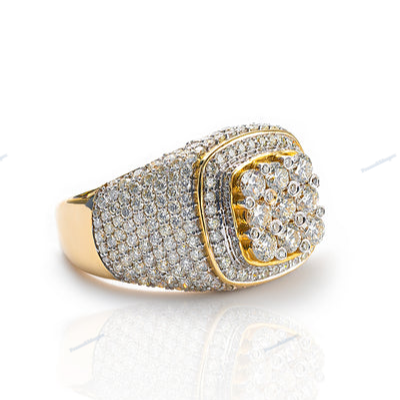 Round Cut Moissanite Silver Yellow Gold Plating Ring