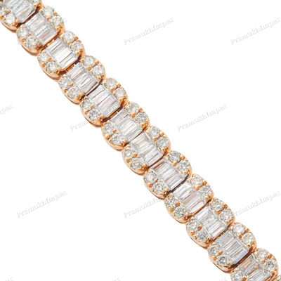 6MM Baguette Cut VVS D Moissanite Silver Bracelet For Women