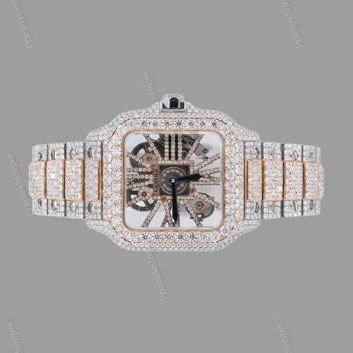 Hip Hop Moissanite Custom Cartier Skeleton Watch