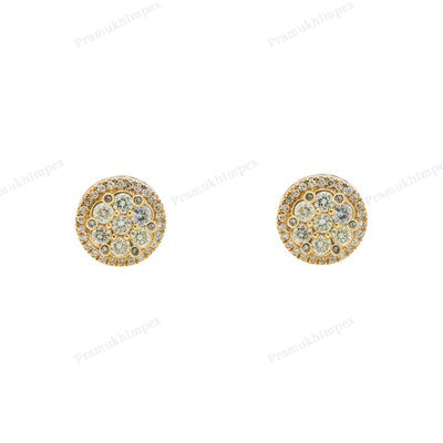 Yellow Gold Plated Colorless Diamond Earring