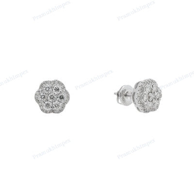 Floral Design Push Back Moissanite Diamond Earrings