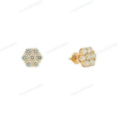 Yellow Gold Plated Moissanite Diamond Regular Earring