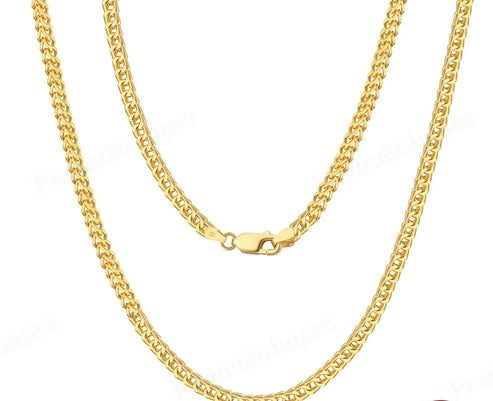 925 Sterling Silver Gold plated 2.5mm Franco Chain For Men's