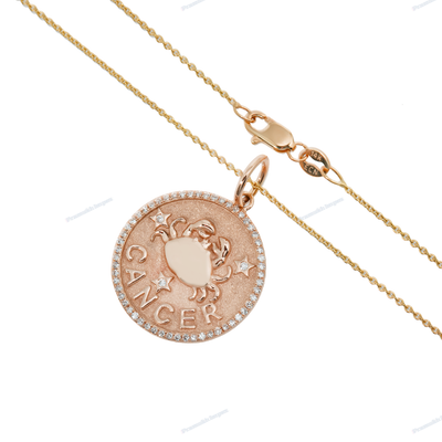 Yellow Gold and Rose Gold Round Moissanite Silver Pendant