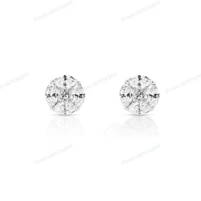 Solitaire Diamond White Gold Plated Daily Wear Earrings