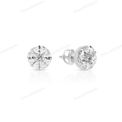 Solitaire Diamond White Gold Plated Daily Wear Earrings