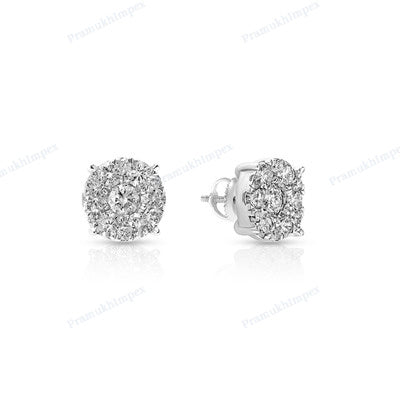 Round Shape Colorless Moissanite Diamond Earring for Men