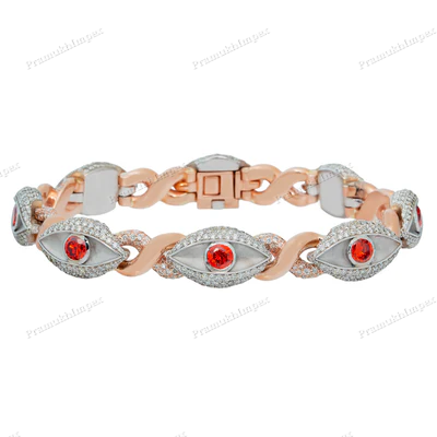 Rose Gold Plated Infinity Evil Eye Moissanite Bracelet