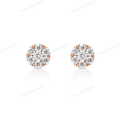 Rose Gold Plated Round Shape Diamond Small Earring