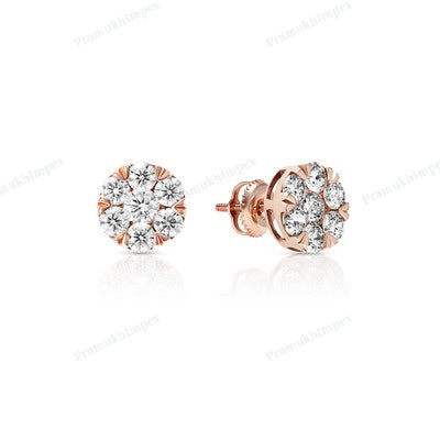 Rose Gold Plated Round Shape Diamond Small Earring