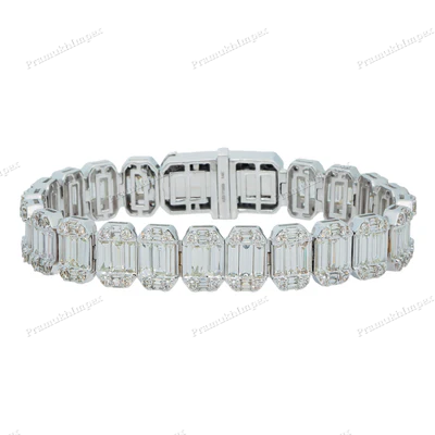 925 Silver Baguette Cut Moissanite Bracelet