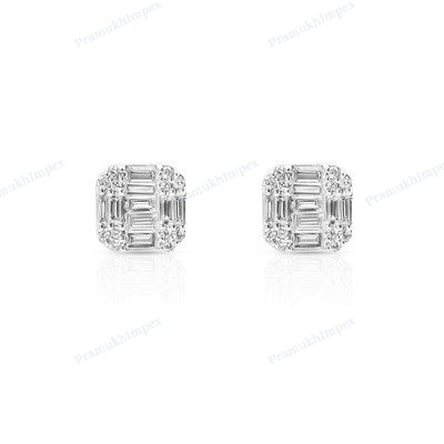 Baguette Moissanite Diamond Daily Wear Tiny Earring