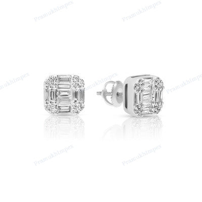 Baguette Moissanite Diamond Daily Wear Tiny Earring