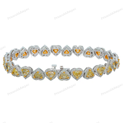 Canary Yellow Heart Shape Moissanite Bracelet