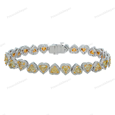 Canary Yellow Heart Shape Moissanite Bracelet