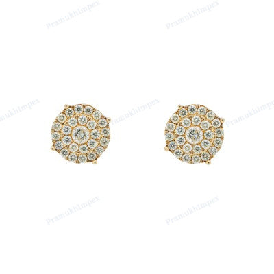 Round Shape Yellow Gold Plated Hip Hop Earrings