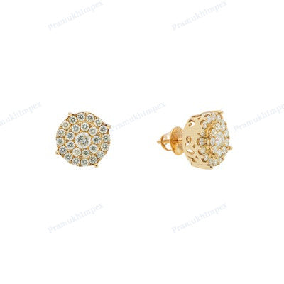 Round Shape Yellow Gold Plated Hip Hop Earrings