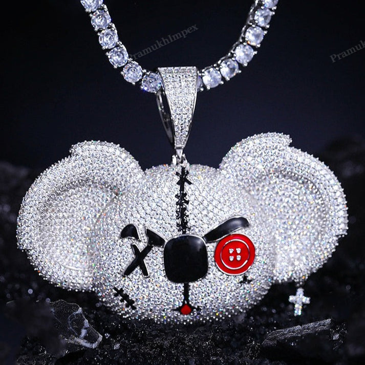 S925 Moissanite Angry Koala Bear Pendant