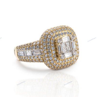 VVS1 Moissanite Silver Yellow Gold Hip Hop Men Ring