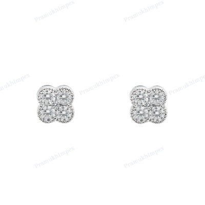 Unique Shape White Gold Plated Diamond Earring